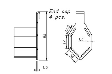 Endstück für Schlitzrinne Edelstahl superflach Bauhöhe 75mm